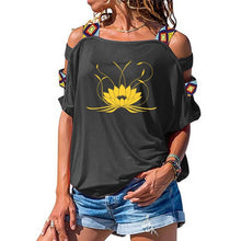 Load image into Gallery viewer, NEW 3d Mandala Lotus Women tshirt Cotton Casual Funny t shirt Girl Short Sleeve Sexy Hollow Out Shoulder Top Tee