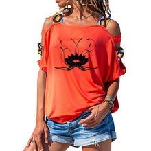 Load image into Gallery viewer, NEW 3d Mandala Lotus Women tshirt Cotton Casual Funny t shirt Girl Short Sleeve Sexy Hollow Out Shoulder Top Tee