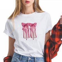 Load image into Gallery viewer, Summer High-heeled shoes Printed T Shirts Women Kawaii Harajuku Cool Punk Tshirt Graphic Gym Funny Vestidos