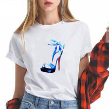 Load image into Gallery viewer, Summer High-heeled shoes Printed T Shirts Women Kawaii Harajuku Cool Punk Tshirt Graphic Gym Funny Vestidos