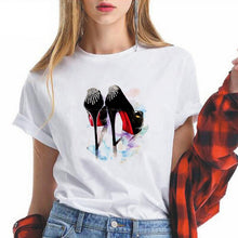 Load image into Gallery viewer, Summer High-heeled shoes Printed T Shirts Women Kawaii Harajuku Cool Punk Tshirt Graphic Gym Funny Vestidos