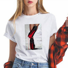 Load image into Gallery viewer, Summer High-heeled shoes Printed T Shirts Women Kawaii Harajuku Cool Punk Tshirt Graphic Gym Funny Vestidos