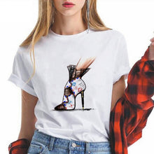 Load image into Gallery viewer, Summer High-heeled shoes Printed T Shirts Women Kawaii Harajuku Cool Punk Tshirt Graphic Gym Funny Vestidos
