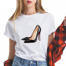 Load image into Gallery viewer, Summer High-heeled shoes Printed T Shirts Women Kawaii Harajuku Cool Punk Tshirt Graphic Gym Funny Vestidos

