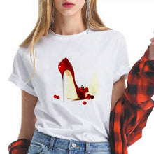 Load image into Gallery viewer, Summer High-heeled shoes Printed T Shirts Women Kawaii Harajuku Cool Punk Tshirt Graphic Gym Funny Vestidos
