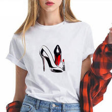 Load image into Gallery viewer, Summer High-heeled shoes Printed T Shirts Women Kawaii Harajuku Cool Punk Tshirt Graphic Gym Funny Vestidos
