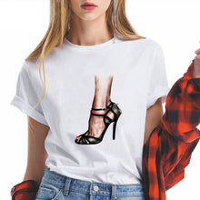 Load image into Gallery viewer, Summer High-heeled shoes Printed T Shirts Women Kawaii Harajuku Cool Punk Tshirt Graphic Gym Funny Vestidos
